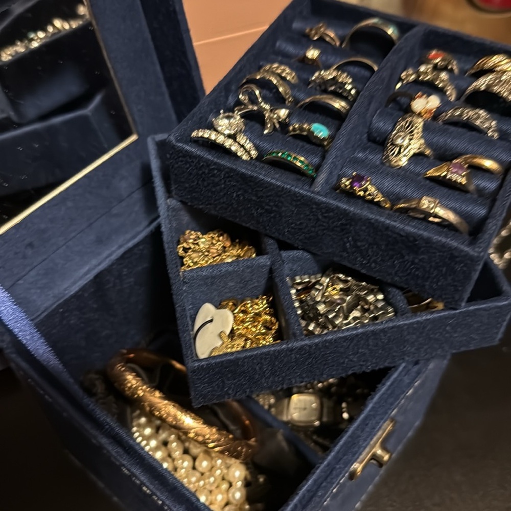 Blue Jewelry Box with Gold Detail